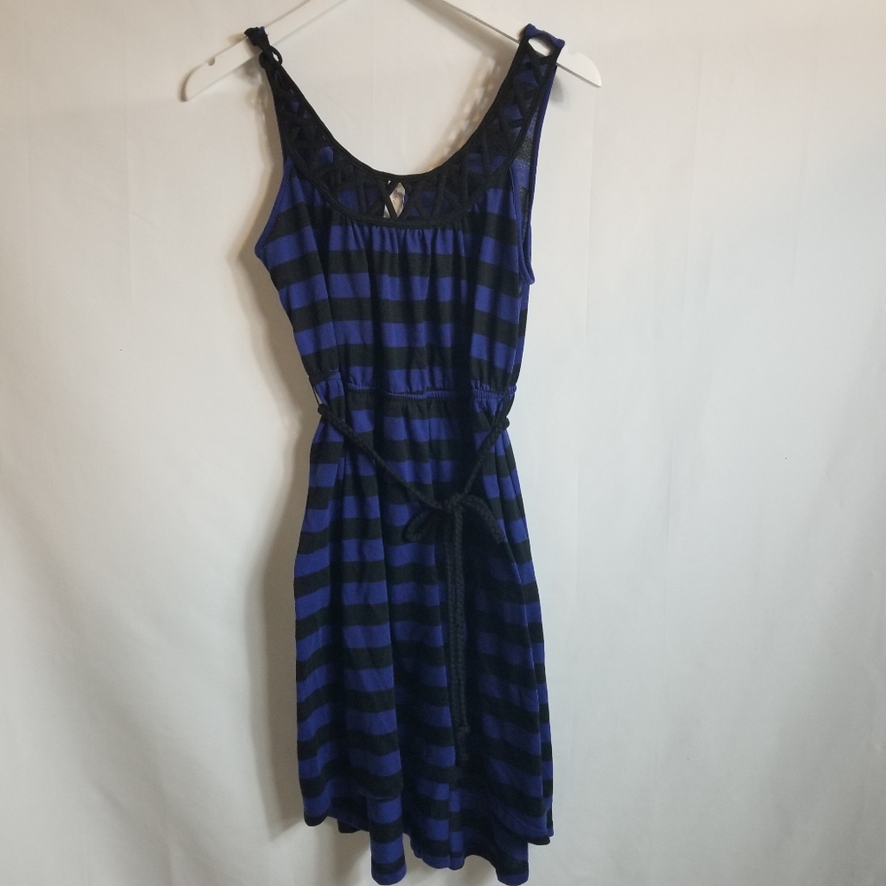 Blue and Black Stiped Summer Dress